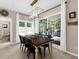 Bright dining room featuring neutral paint, modern chandelier, and a dining table with six chairs at 230 Bristolstone Ct, Alpharetta, GA 30005