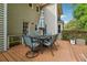 Outdoor dining area with umbrella and well-maintained deck, great for relaxation and entertaining at 431 Shore Dr, Suwanee, GA 30024