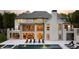 The exterior of this modern home features a pool and a large outdoor patio at 5260 Long Island Nw Dr, Atlanta, GA 30327