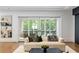 Cozy living room featuring hardwood floors, neutral furniture and decor and floor to ceiling glass doors at 5260 Long Island Nw Dr, Atlanta, GA 30327