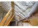 Exposed insulation on the beams and ceiling of the attic space at 613 Nebo Rd, Dallas, GA 30157