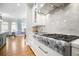 Gourmet kitchen boasts stainless steel appliances, and marble countertops at 225 Farmbrooke Ct, Sandy Springs, GA 30350