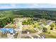 Aerial view of a new home community surrounded by lush greenery and winding roads at 837 Porches Way, Dacula, GA 30019