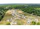 Bird's eye view of a growing residential area, showcasing homes, gardens, and green spaces at 837 Porches Way, Dacula, GA 30019