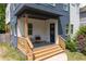 Inviting front porch with stylish seating, stone tile, and modern design elements for a welcoming entrance at 210 Locust Ne St, Atlanta, GA 30317