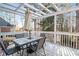 Outdoor patio with dining table and views of the surrounding trees at 2118 Sableshire Se Way, Conyers, GA 30013