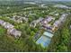 Community aerial view showcasing the pool, tennis courts and neighborhood layout at 215 Scott Xing, Roswell, GA 30076