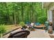 Cozy patio surrounded by lush trees and greenery offers a private retreat for relaxation and outdoor dining at 3618 Berkeley Ct # Iv-A, Duluth, GA 30096