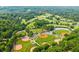 Aerial view capturing neighborhood baseball fields, set among lush greenery at 4835 Merlendale Ct, Atlanta, GA 30327