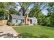 Charming blue home with brick chimney and lush green lawn, set amid mature trees and a clear blue sky at 1541 Pontiac Se Pl, Atlanta, GA 30315