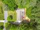 Overhead aerial view of the property, highlighting roof, yard, and surrounding greenery at 3917 Plantation Dr, Marietta, GA 30062