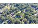 An aerial view shows a home surrounded by lush greenery and other residences in a well-established neighborhood at 1824 Guardian Way, Lawrenceville, GA 30043