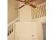 Interior shot of the home's vaulted ceilings, staircase, and railing at 412 Hawkstone Way, Alpharetta, GA 30022
