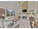Inviting living room featuring a fireplace, large windows, and comfortable seating area filled with natural light at 6275 Glen Oaks Ln, Atlanta, GA 30328