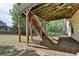 View of the backyard with wooden deck, stairs and fenced in backyard at 2725 Monet Dr, Cumming, GA 30041