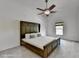 This bedroom has a ceiling fan, neutral colored walls and carpet and a large bed at 2725 Monet Dr, Cumming, GA 30041