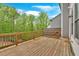 Wooden deck with railing looking out on trees and sky at 409 Retreat Ln, Canton, GA 30114