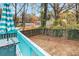 Overlooking backyard with privacy fence, trees and lush greenery and a dining set on the deck at 1316 Plaza Sw Ave, Atlanta, GA 30310