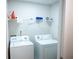 Laundry room with standard washer and dryer, and wire rack shelving for storage at 1412 Shelnutt Ct, Hampton, GA 30228