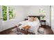 Bright bedroom with hardwood floors, a comfortable bed, and natural light from two windows at 331 Zelma Sw St, Marietta, GA 30060
