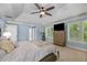 Stylish bedroom features plantation shutters and an entertainment center at 1143 Brookhaven North Cir, Brookhaven, GA 30319