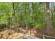 Sloping backyard with natural landscaping and mature trees provides a tranquil and private outdoor setting at 2975 Coles Way, Atlanta, GA 30350