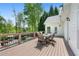 Back deck with table for six overlooks pool, patio, and landscaped backyard at 109 Hawks Bnd, Canton, GA 30115