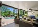 Outdoor living space with comfortable seating with backyard pool views at 109 Hawks Bnd, Canton, GA 30115