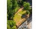 Aerial view of a fenced, well-maintained dog park with a gravel path, seating, and mature landscaping at 2479 Peachtree Ne St # 1414, Atlanta, GA 30305