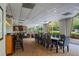 Community lounge with long bar and large dining table plus seating next to large windows at 2479 Peachtree Ne St # 1414, Atlanta, GA 30305