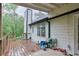 Back deck with wood floors, a view of trees and a chimney at 405 Settlers Ridge Ln, Hiram, GA 30141