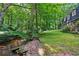 Picturesque backyard featuring a small creek and wooded area at 4293 Smithsonia Dr, Tucker, GA 30084