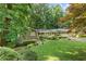 Beautiful front yard with mature trees and manicured landscaping surrounding this brick and siding ranch style home at 4293 Smithsonia Dr, Tucker, GA 30084