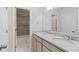Modern bathroom with double sink vanity, tiled shower and bath at 120 Julia Ct, Fayetteville, GA 30214