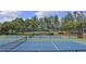 Community tennis courts, perfect for active recreation, surrounded by a fence and tall trees at 515 Old Chartwell Xing, Alpharetta, GA 30022
