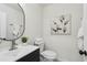 Modern powder room with sleek vanity, stylish mirror and decor at 1721 Hortense Nw Pl, Atlanta, GA 30318