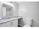 Updated bathroom featuring granite countertop, sleek fixtures, and modern vanity at 46 Forkwood Cir, Hiram, GA 30141