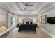 Large primary bedroom featuring a tray ceiling, bench, and two nightstands at 3253 Cates Ne Ave, Brookhaven, GA 30319