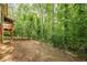 The backyard has mature trees and a wooded backdrop at 3349 Old Atlanta Rd, Suwanee, GA 30024