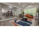 Open concept living room boasts large windows, seamless transition to the kitchen, and stylish decor at 3349 Old Atlanta Rd, Suwanee, GA 30024