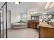 Spacious bathroom with a walk-in shower, soaking tub, granite countertops and and sinks at 4231 Shamans Dr, Marietta, GA 30062
