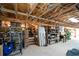 Unfinished basement with storage shelves and exposed wood ceiling at 132 Picketts Creek Dr, Acworth, GA 30101