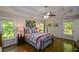 Inviting bedroom featuring tray ceiling, wood floors and large windows at 132 Picketts Creek Dr, Acworth, GA 30101