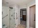 Large glass shower with grab bars and seating at 132 Picketts Creek Dr, Acworth, GA 30101