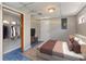 Basement bedroom with closet and stylish blue tile flooring at 5702 Forest Dr, Acworth, GA 30102