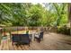 Landscaped backyard featuring a wooden deck and seating arrangement at 1875 Fairway Ne Cir, Atlanta, GA 30319