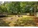 Large backyard with deck, fire pit, seating, and mature trees at 1875 Fairway Ne Cir, Atlanta, GA 30319