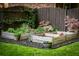 Neat raised garden beds with a variety of plants and flowers, framed by a wooden fence at 917 Gaylemont Cir, Decatur, GA 30033