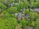 Bird's-eye view of neighborhood houses, showcasing rooftops and landscaping at 424 Melrose Ave, Decatur, GA 30030
