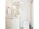 Bathroom with single vanity, mirror, toilet and shower at 424 Melrose Ave, Decatur, GA 30030